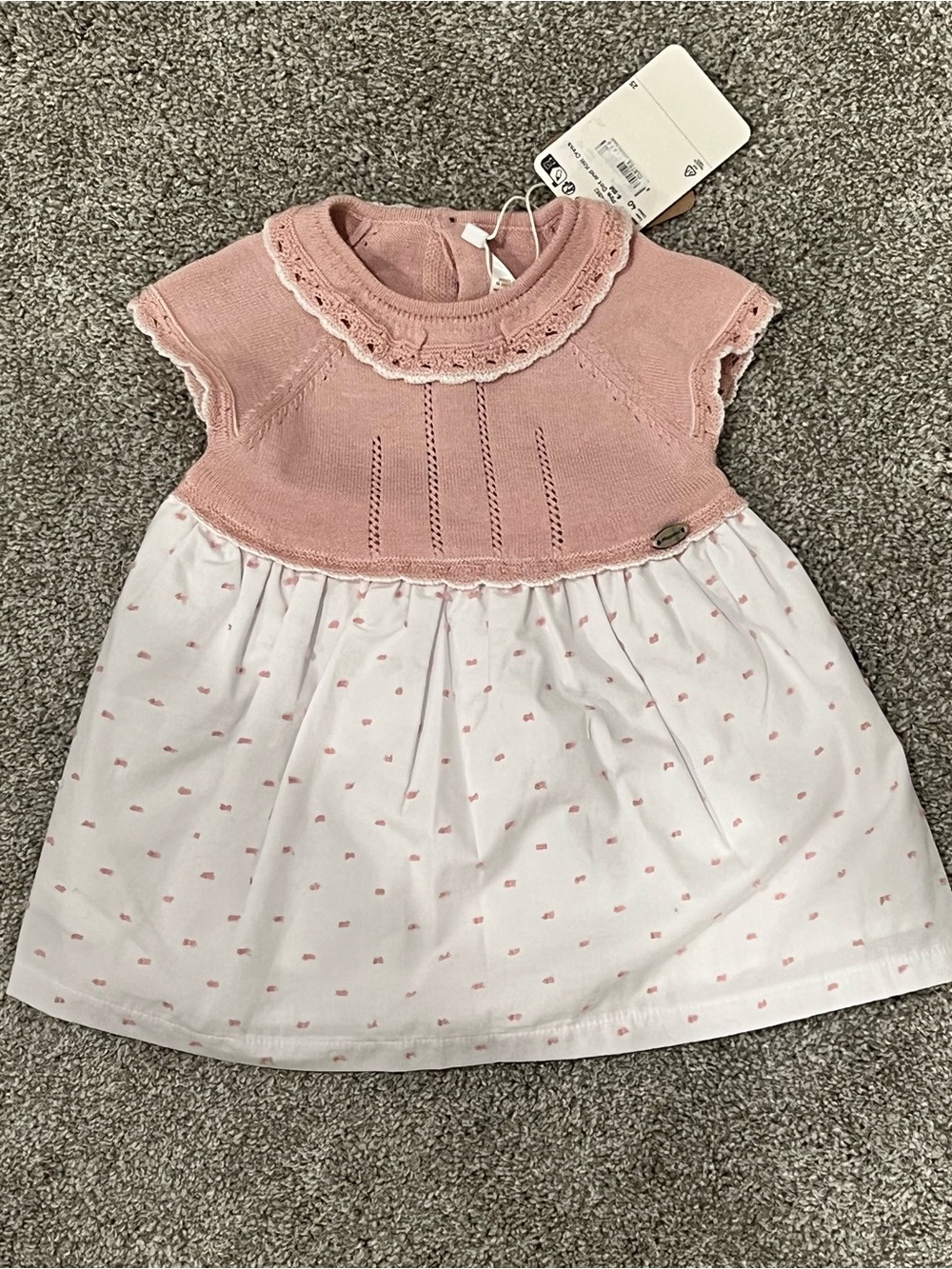 NEW Mayoral Baby Girl Pink Knit Top & White bottom Dress - 6-9 months